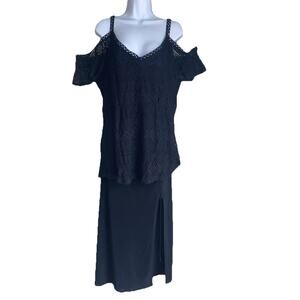 Summer Strech Black Lace Lined Cold Shoulder Top Womens Plus Size 1X Blouse Sexy